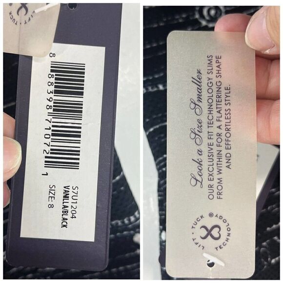 NYDJ Black White Floral Sheath Shaper Dress Sleeveless Size 8 Slimming - Picture 7 of 16